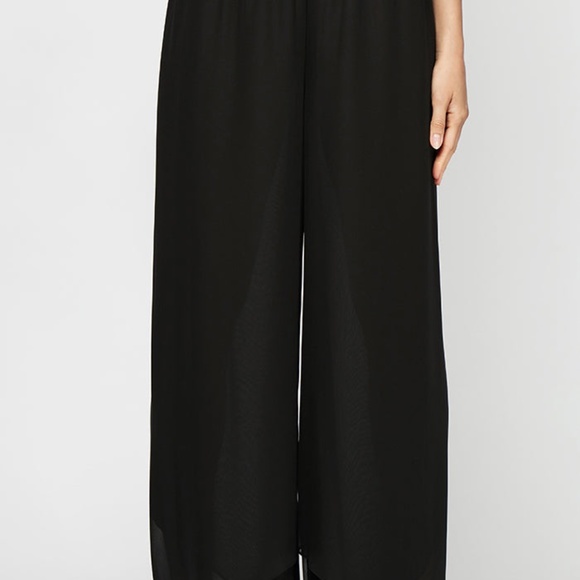 alexevenings.com Wide Leg Chiffon Pant with Tulip Hem Size MBLACK / M - Picture 1 of 2